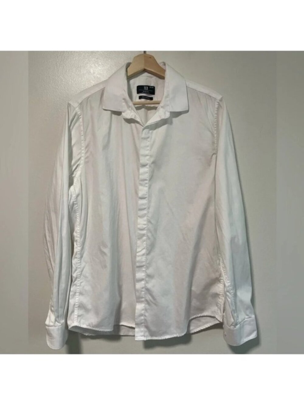 Tex Men’s Slim Fit  Cotton Dress Shirt – White - 41/42